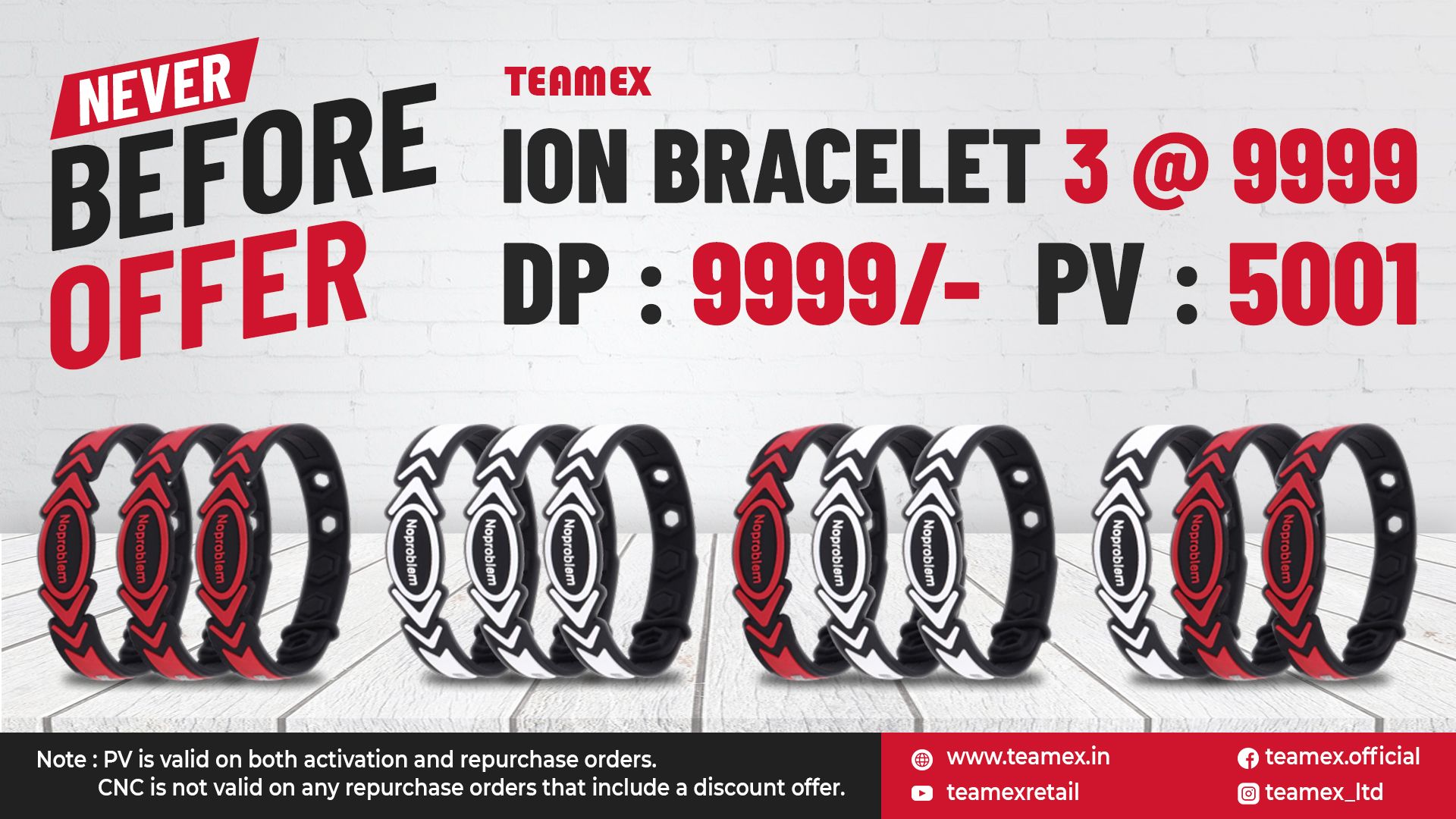 ION Bracelet (2 Red & 1 White) @9999
